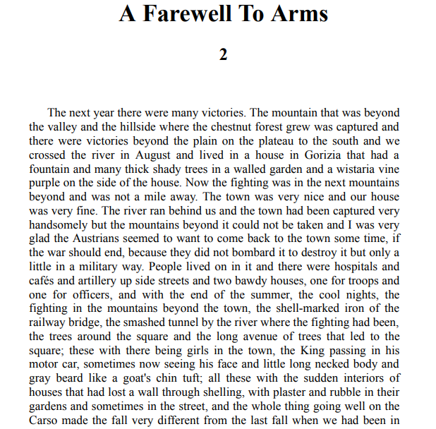 A Farewell To Arms BY Ernest Hemingway 1