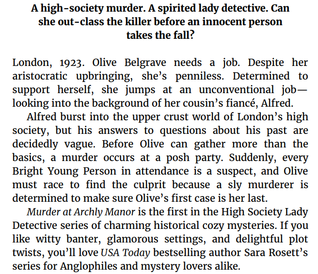 Murder at Archly Manor High Society Lady Detective Book 1 by Sara Rosett epub